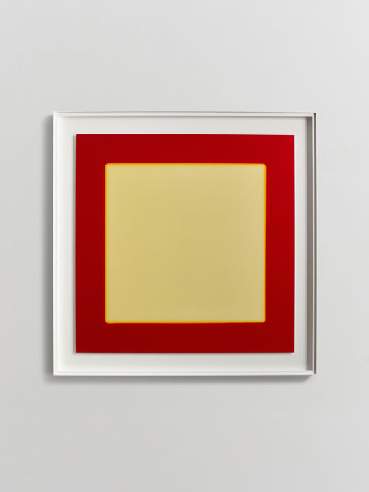 The Colour Field, Red gently embraces soft Yellow (2021)